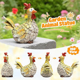 Outdoor Farmhouse Funny Chicken Statues Garden Cute Chicken Decorations Resin Animal Figurines Hen Yard Art Sculpture for Farm, Garden, Patio, Lawn, Outside Home Hen Decor