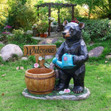 Black Bear Garden Statue Planter, Waterproof Outdoor Resin Animal Flower Pot, Yard Lawn Patio Decor, Front Porch Ornament Housewarming Gift(Black Bear Holding Watering Can)