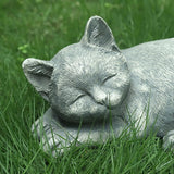 GENUINQ Garden Sleeping Cat Memorial Stone Cat Grave Marker Remembrance Kitten Statues for Garden,Patio,Lawn,Grave Decor Pet Sympathy Gift
