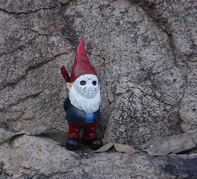 Garden Gnome Statue, Gothic Decor, Horror Gnomes Spooky Collectible for Halloween Outdoor Decorations