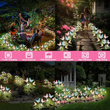 Weepong Solar Garden Lights 4 Pack Waterproof Decorative Solar Lights Outdoor with Glowing Stems,7-Color Changing ‎Fiber Optic Butterfly Light for Outside Yard Lawn Garden Decor, Gifts for Women