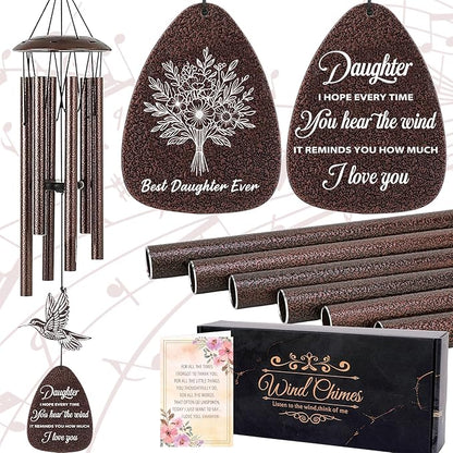 Daughter Gifts Wind Chimes - Metal Hummingbird Windchimes Outdoors Decor Garden Patio Yard Balcony Porch Indoor Home Art Hanging Decoration Wedding Graduation Birthday Gift from Mom Dad