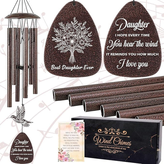 Daughter Gifts Wind Chimes - Metal Hummingbird Windchimes Outdoors Decor Garden Patio Yard Balcony Porch Indoor Home Art Hanging Decoration Wedding Graduation Birthday Gift from Mom Dad