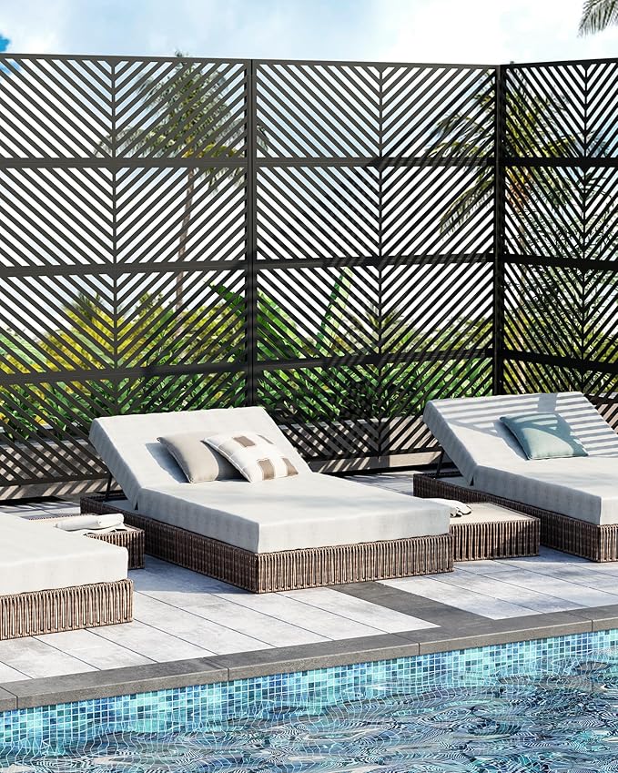 Hipicute 72" H×47" W Freestanding Metal Privacy Screen for Outdoor Patio - Heavy-Duty Rust-Resistant Decorative Fence Panel | Weatherproof Design | Patio Privacy Screen