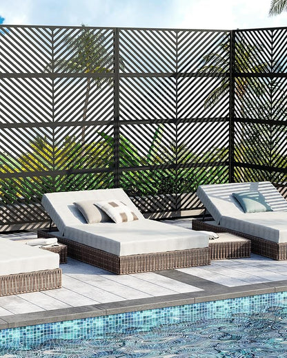 Hipicute 72" H×47" W Freestanding Metal Privacy Screen for Outdoor Patio - Heavy-Duty Rust-Resistant Decorative Fence Panel | Weatherproof Design | Patio Privacy Screen
