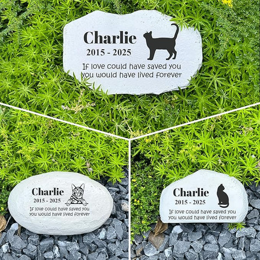 Personalized Pet Memorial Stone - Cat Headstone - Cat Tombstone - Garden Memorial Stone Customized - Loss Gift for Pet - Stepping Stone Outdoor
