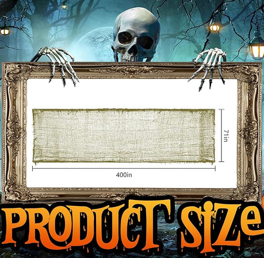 RunNico 400" x 71" Halloween Creepy Cloth - Halloween Spooky Fabric Cloth - Scary Gauze Blood Creepy Clothes for Haunted House Halloweens Party Yard Wall Doorway Outdoors Decoration