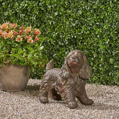 Josie Dog CAST SONE Garden Statue, Outdoor Cocker Spaniel Dog Garden Statue, Brown Finish, No Assembly Required