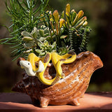 HUFAND Banana Snake Figurine Plant Pot Hugger Resin Miniature Hanging Realistic Banana Snake Statues Plant Decorations Gifts for Outdoor Home Garden Fence Balcony Patio Lawn Yard Ornaments