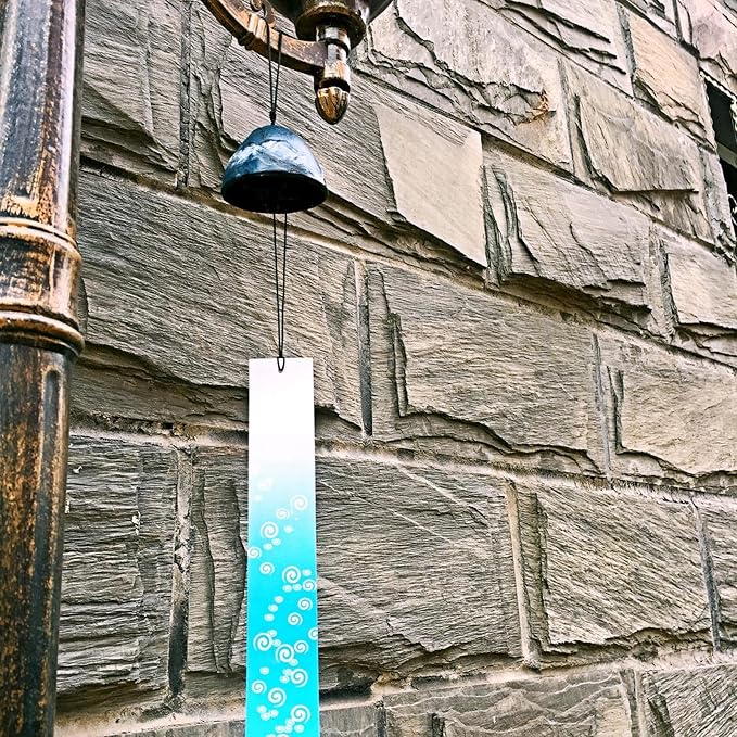Cast Iron Windchimes, Set of 3 Bless Temple Wind Bell, Japanese Style Mount Fuji Wind Chime, Hanging Decoration for Garden Patio Door Room Outdoor