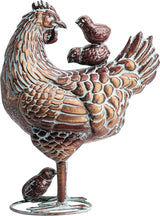 Metal Mother Hen and Chicks Statue for Yard and Garden,13.5" Lx18 H Outdoor Sculptures & Statues, Antique Metal Chicken Yard Art for Home Backyard Patio,Gift for Mom Grandma and Chicken Lovers