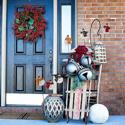 16"H Snowman Christmas Decorations Outdoor Yard Signs, 6Pcs Rustic Metal Snowman Garden Stake Lawn Ornaments Xmas Yard Decor for Winter Holiday Christmas Outside Yard Lawn Planter Flower Pot Decor