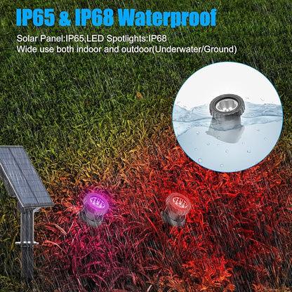 Solar Pond Lights,Super Bright RGB LED Underwater Spotlights Color Changing Submersible Pond Light IP68 Waterproof Fountain Lights for Fish Aquarium Tank Garden Yard Pool (4-in-1)