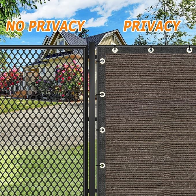 KANAGAWA 8ft x 25ft Privacy Screen Fence, 90% Blockage Heavy Duty 175 GSM Fencing Mesh Net Cover for Outdoor Wall Garden Yard Backyard 40 Cable Zip Ties Included Brown