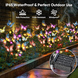 Solar Lights Outdoor Garden Decor: 4 Pack 68 Silk Butterflies with 88 Color-Changing LEDs - Auto On/Off 12H Magical Lighting IP65 Waterproof for Yard Patio Pathway - Unique Gifts for Mom Grandma