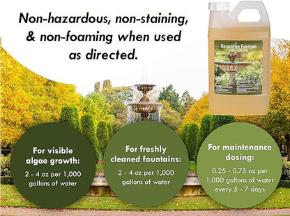 Fountain Algaecide and Clarifier - 64oz - Kills and Inhibits All Types of Algae Growth, Formulated for Small Ponds and Water Features, Treats up to 64,000 Gallons