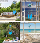 CoTa Global Shark Wind Chime - Handmade Glass and Metal Chime - Ocean Life Hanging Decor - Colorful Home Decor Gift, Indoor and Outdoor Hanging Decoration for Porch, Patio, and Garden - 27 Inches
