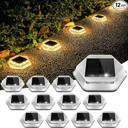 Solar Deck Lights Dock Step Lights-12 Packs Waterproof 1200mAh Auto ON/Off LED Solor Powered Stair Lighting for Outdoor Garden, Patio, Pathway, Walkway, Driveway (Warm White)