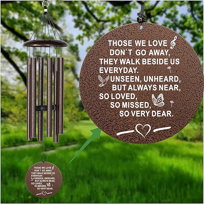 Sympathy Wind Chimes, 40" Memorial Wind Chimes for Loss of Loved One, Sympathy Memorial Bereavement Gift,in Memory of Loved One Loss of Mother Father，Home Decor Garden Patio Outdoor (Copper)