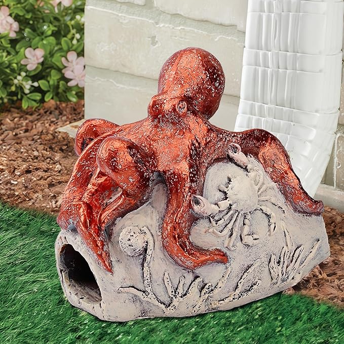Real Octopus Gutter Downspout Extender Statue, Garden Animal Decor Gutter Extension, Splash Block, Eco-Friendly Resin, Outdoor Decor Sculpture, Gutter Diverter Rain Perfect for 3"x4" Downspout