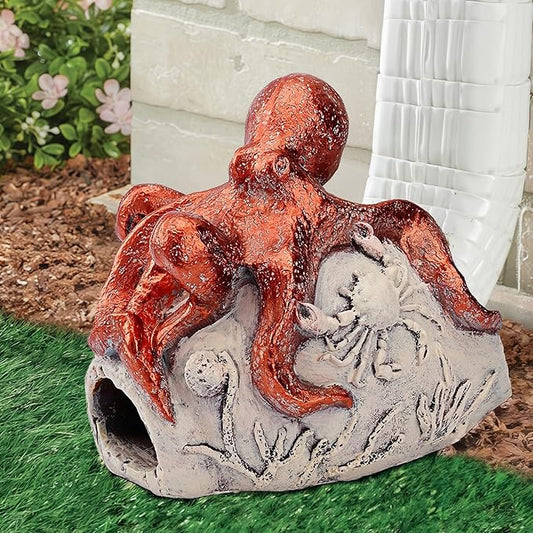 Real Octopus Gutter Downspout Extender Statue, Garden Animal Decor Gutter Extension, Splash Block, Eco-Friendly Resin, Outdoor Decor Sculpture, Gutter Diverter Rain Perfect for 3"x4" Downspout