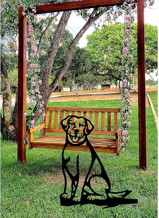 Metal Garden Dog Statue Ornament Gift Metal Art Dog Silhouette Decoration Steel Dogs Statue Decorative Garden Stakes for Yard, Lawn, Patio, Pathway (Labrador)