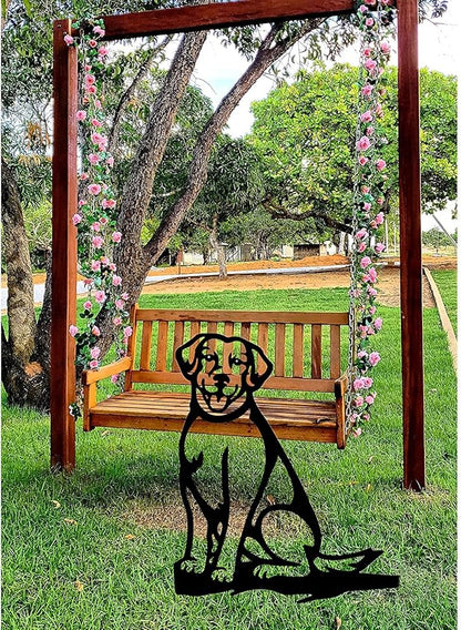 Metal Garden Dog Statue Ornament Gift Metal Art Dog Silhouette Decoration Steel Dogs Statue Decorative Garden Stakes for Yard, Lawn, Patio, Pathway (Labrador)