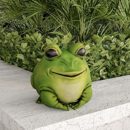 Frog Statue-Resin Chubby Animal Figurine for Outdoor Lawn and Garden Décor-Great for Flower Beds, Fairy Gardens, Backyards and More by Pure Garden