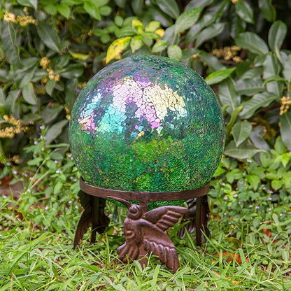 Gazing Ball Stand with Hummingbird Design Garden Orb Holder for 10-12 inch Balls, Outdoor Yard and Patio Decor