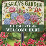 Personalized Garden Signs for Outside Custom Metal Tin Sign for Women, Retro Funny Welcome Metal Sign for Patio, Yard Rustic Gifts for Mothers Day, Grandmas, and Gardening Lovers