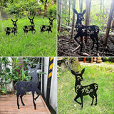 Tipmant Metal Iron Art Decoration Animal Silhouette Decorative Stakes Statues Ornament Crafts for Outdoor Gardens, Yard, Courtyards, Parks, Lawns, Potted Plants, Patio (3 Deers)