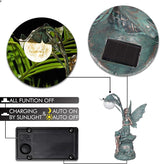 TERESA'S COLLECTIONS Garden Statues Fairy Sculptures & Statues, Outdoor Solar Light Garden Decor Resin Patina Bronze Figurines for Outdoor Decor, Valentines Decorations Gifts for Women Mom, 13.8''