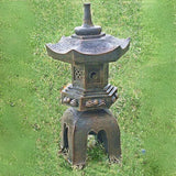 Bellaa 24429 Pagoda Stupa Zen Garden Decor Lawn Ornament Nara Japanese Style Asian Temple Lighthouse Oriental Lantern Toro Outdoor Statue Polyresin Brown 17 Inch