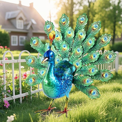 Ratuor Metal Peacock Decor Garden Statue Yard Art Outdoor Sculpture for Lawn Patio Backyard Decoration,Housewarming Birthday Gifts for Women