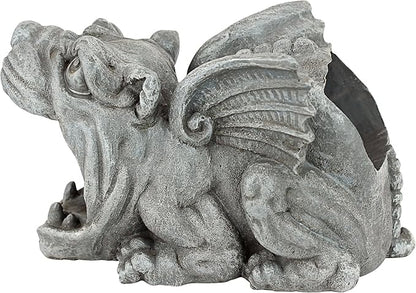 Design Toscano Roland the Gothic Gargoyle Gutter Guardian Rain Downspout Extension Outdoor Statue, 10 Inch Long, Cast Stone Resin, Grey Stone Finish