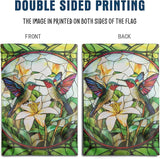 Stained Glass Hummingbird House Flag 28x40 Double Sided Large Decorative Flags For Outside Spring Floral Garden Flag Summer Flower Yard Flags for Lawn Porch Patio Decor