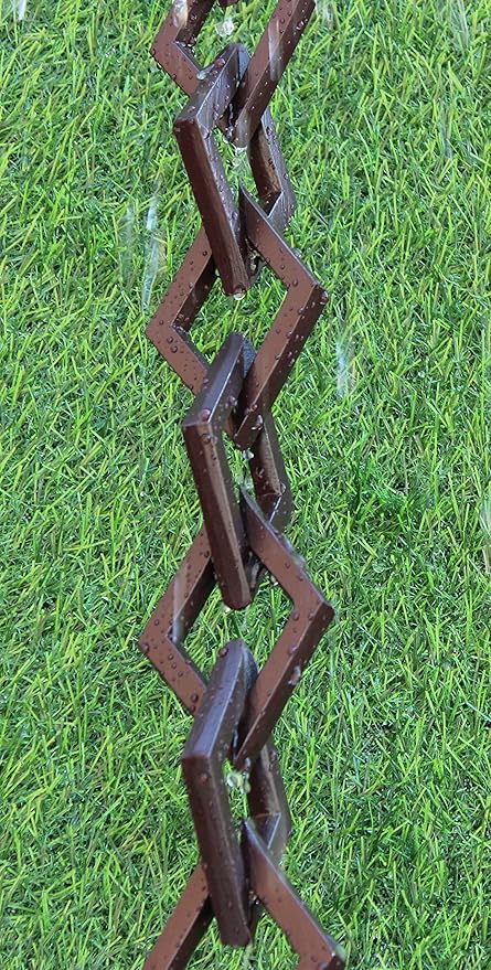 KAM Home Diamond Links Rain Chain with Installation Kit (Brown, 8.5)