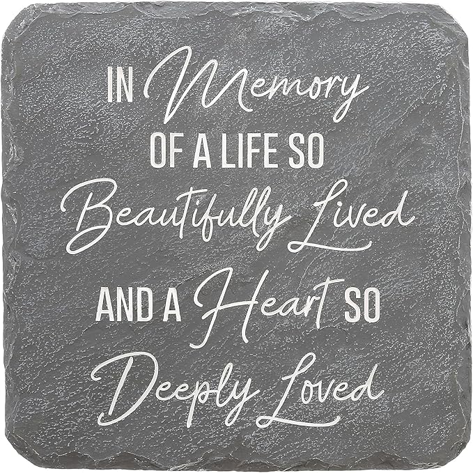 Pavilion Gift Company – Life So Beautifully Lived – 7.75” Indoor Outdoor Weatherproof Decorative Garden Stepping Stone Beloved Grave Memorial in Memory Bereavement Remembrance Loss Gift