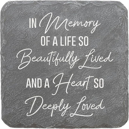 Pavilion Gift Company – Life So Beautifully Lived – 7.75” Indoor Outdoor Weatherproof Decorative Garden Stepping Stone Beloved Grave Memorial in Memory Bereavement Remembrance Loss Gift