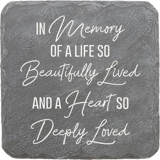 Pavilion Gift Company – Life So Beautifully Lived – 7.75” Indoor Outdoor Weatherproof Decorative Garden Stepping Stone Beloved Grave Memorial in Memory Bereavement Remembrance Loss Gift