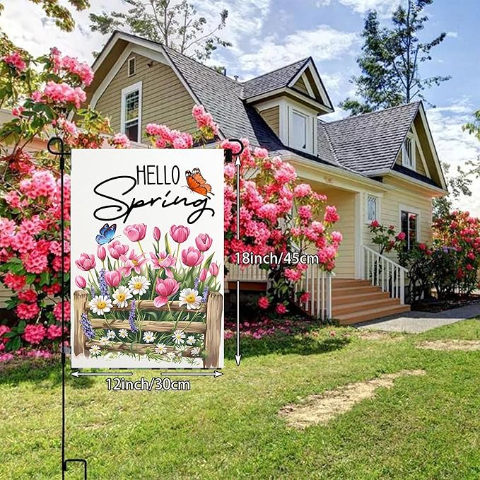 Seasonal Garden Flags Set of 12 Double Sided 12 x 18 Inch, Small Yard Flags for Outside, Christmas Easter Valentine's Day Outdoor Decor, Hello Spring Holiday Garden Decorations for All Seasons