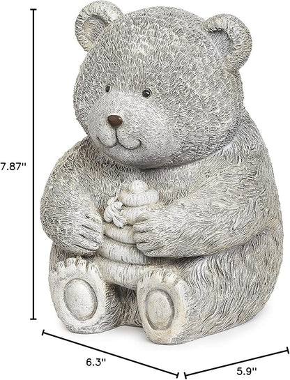 Roman Garden - Bear with Honey Statue, 7.75" H, Pudgy Pals Collection, Resin and Dolomite, Decorative, Garden Gift, Home Outdoor Decor, Durable, Long Lasting