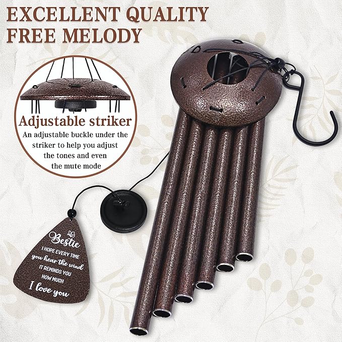 Bestie Gifts for Women, 32" Bronze Wind Chimes, Best Friend Birthday Gifts for Women, Friendship Gift for Birthday Christmas, Unique Bestie Gift Ideas for Woman Female Bestfriend BFF, Home Decor