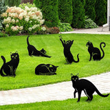 Tandefio 6 Pack Black Cat Garden Stakes Metal Cat Silhouette Decorative Garden Statues for Yard Art Outdoor Decor for Patio Lawn Farmhouse Ornament Cats Lover Gifts Bird Repellent Scaring Pest(Large)