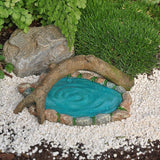 Marshall Home and Garden Peaceful Log Bridge Pond Aqua Blue 8 Inch Resin Stone Outdoor Statue