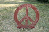 Peace and Heart Staked Signs or Wall Art Rustic or Powder Coated Finishes (Peace XL on Flat Base 24", Naturally Rusted)