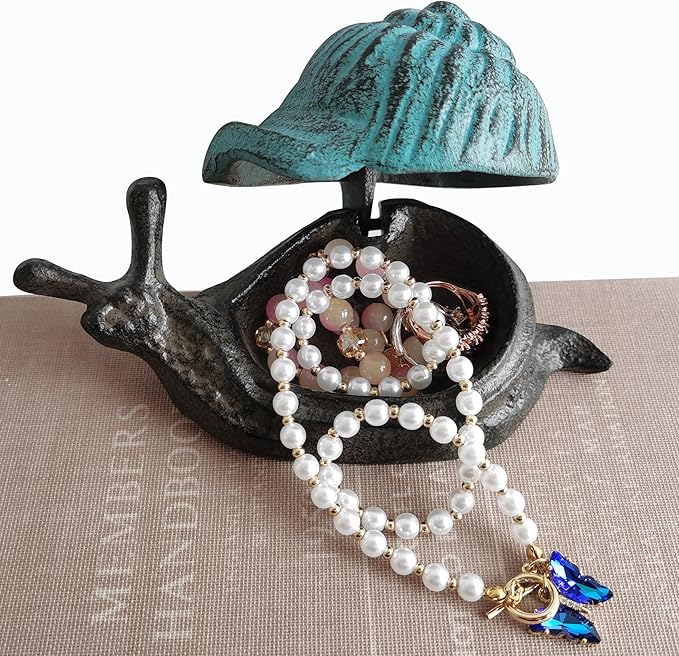 Snail Key Hiders Outside - Spare Key Hider - Hidden Key Holder for Outside, Garden Snail Statues Key Box (Vintage Blue)