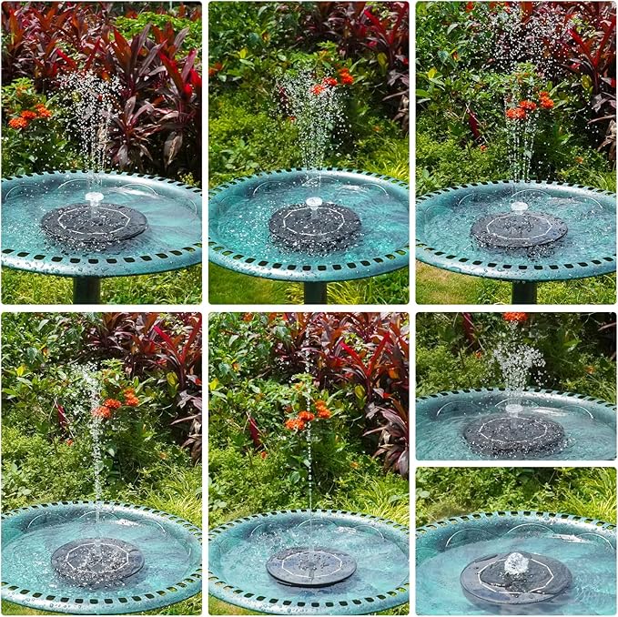 AISITIN 3,5W LED Solar Fountain Pump for Outdoor with 3000mAh Battery,Solar Bird Bath Fountain with Different Spray Effects,with Crystal Ball, Solar Powered Water Pump for Outdoor Garden, Pond