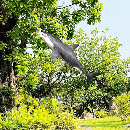 Flutesan Gray 49 Inch Shark Wind Sock Heavy Duty Fish Windsock Outdoor Decor Fish Flag Hanging Decor for Outside Garden Boat Gone Fishing Party Beach Party Decoration