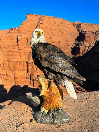 Teaeeno Majestic Eagle Decor Statue,Eagle Yard Decor Sculpture,Animal Statue Indoor/Outdoor Desk Decor for Home,Animal Figurine Ornament,Art for Desk,Garden Lawn Ornament,Perfect for Room,Office Table